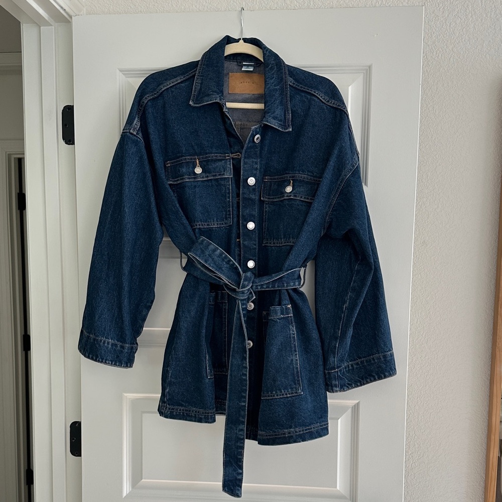 H&M Blue Jean Jacket with Belted Waist